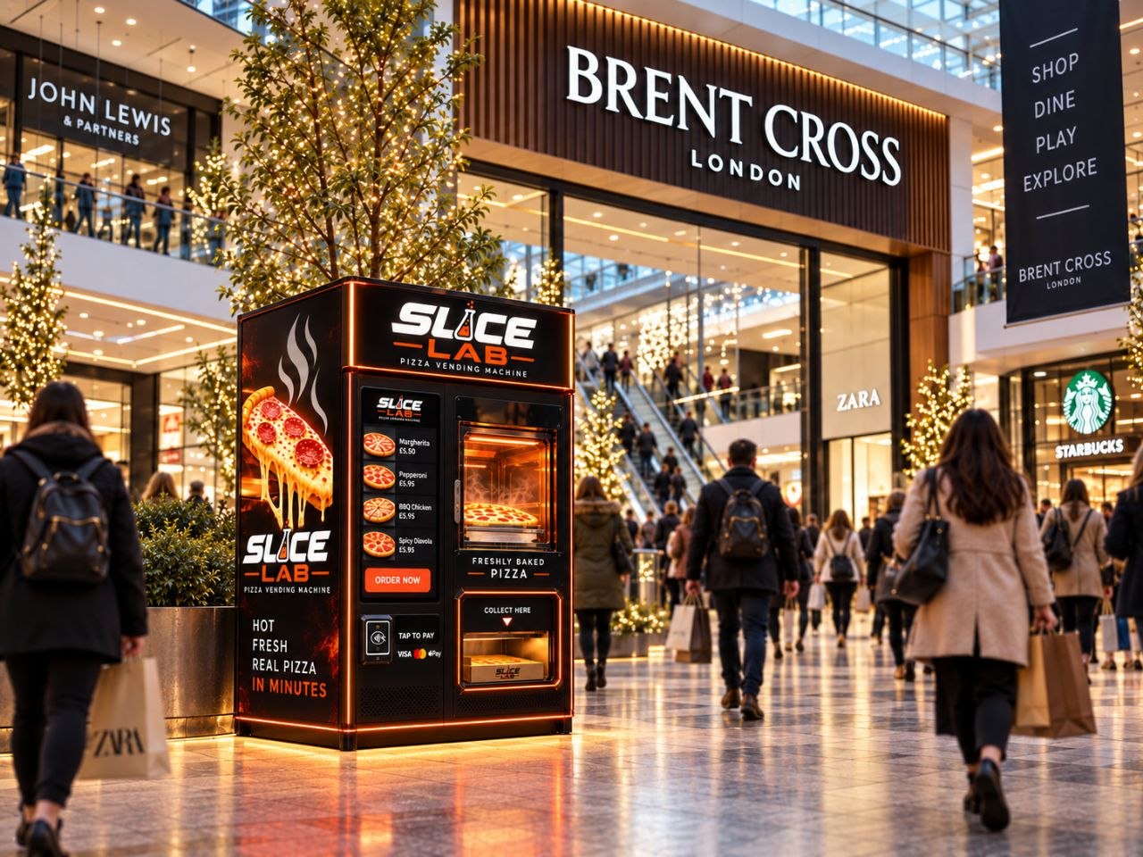 Illustrative SliceLab concept image in an example retail setting; not an existing installation